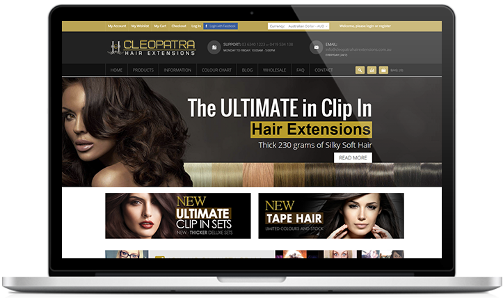 Cleopatra Hair Extensions Website Design